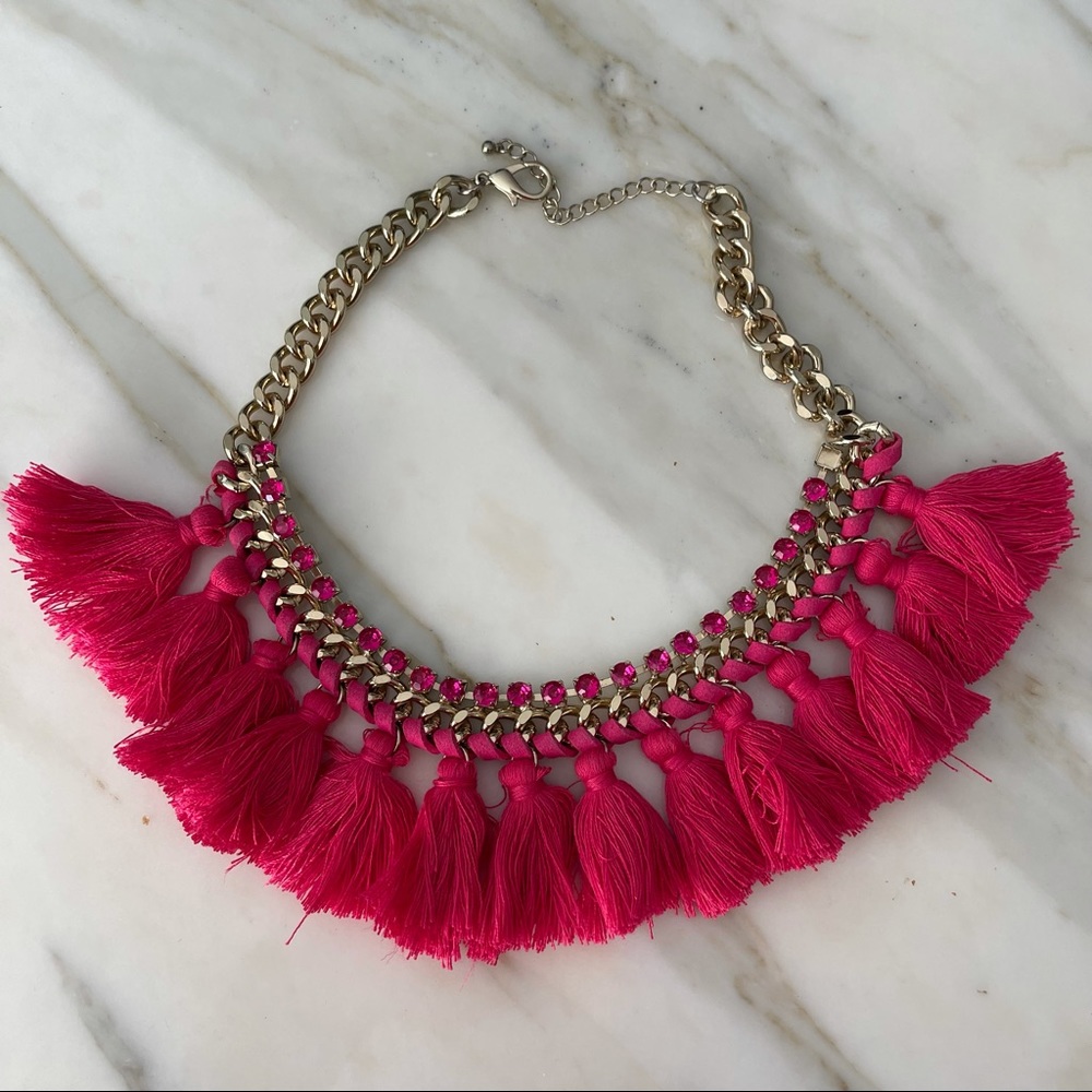 H&M Gold and Pink Tassel Necklace